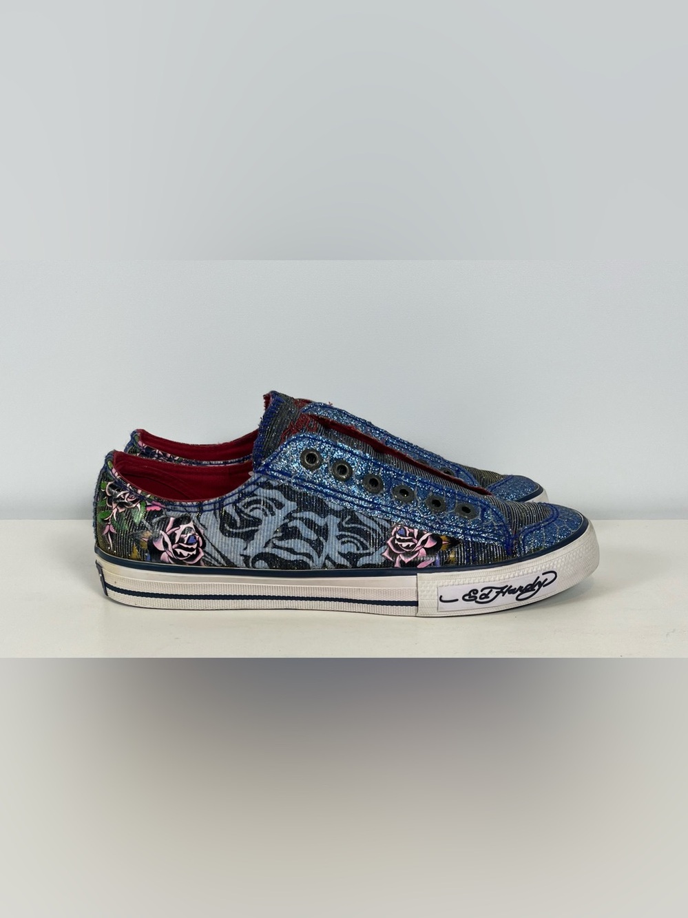 Ed Hardy Laceless Canvas Slip On Sneakers Women’s Size 9